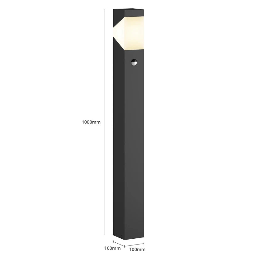 Lucande Kiran Wegeleuchte 100 cm mit Sensor, grau, IP44, E27