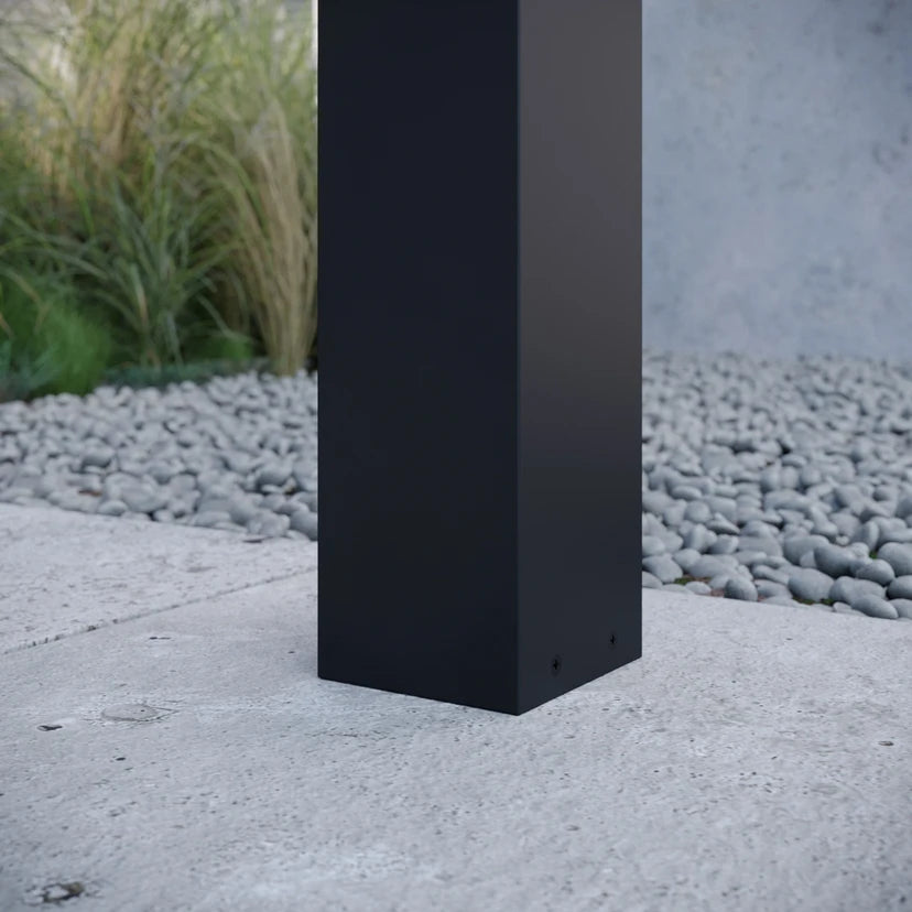 Lucande Kiran Wegeleuchte 100 cm mit Sensor, grau, IP44, E27