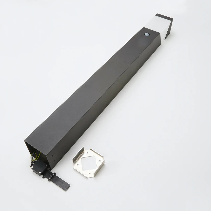 Lucande Kiran Wegeleuchte 100 cm mit Sensor, grau, IP44, E27