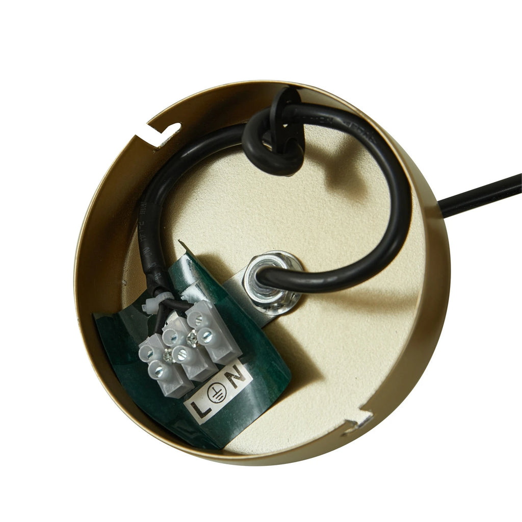 Lucande Hängeleuchte Isandro, 95 cm, gold, weiß, 7-flg