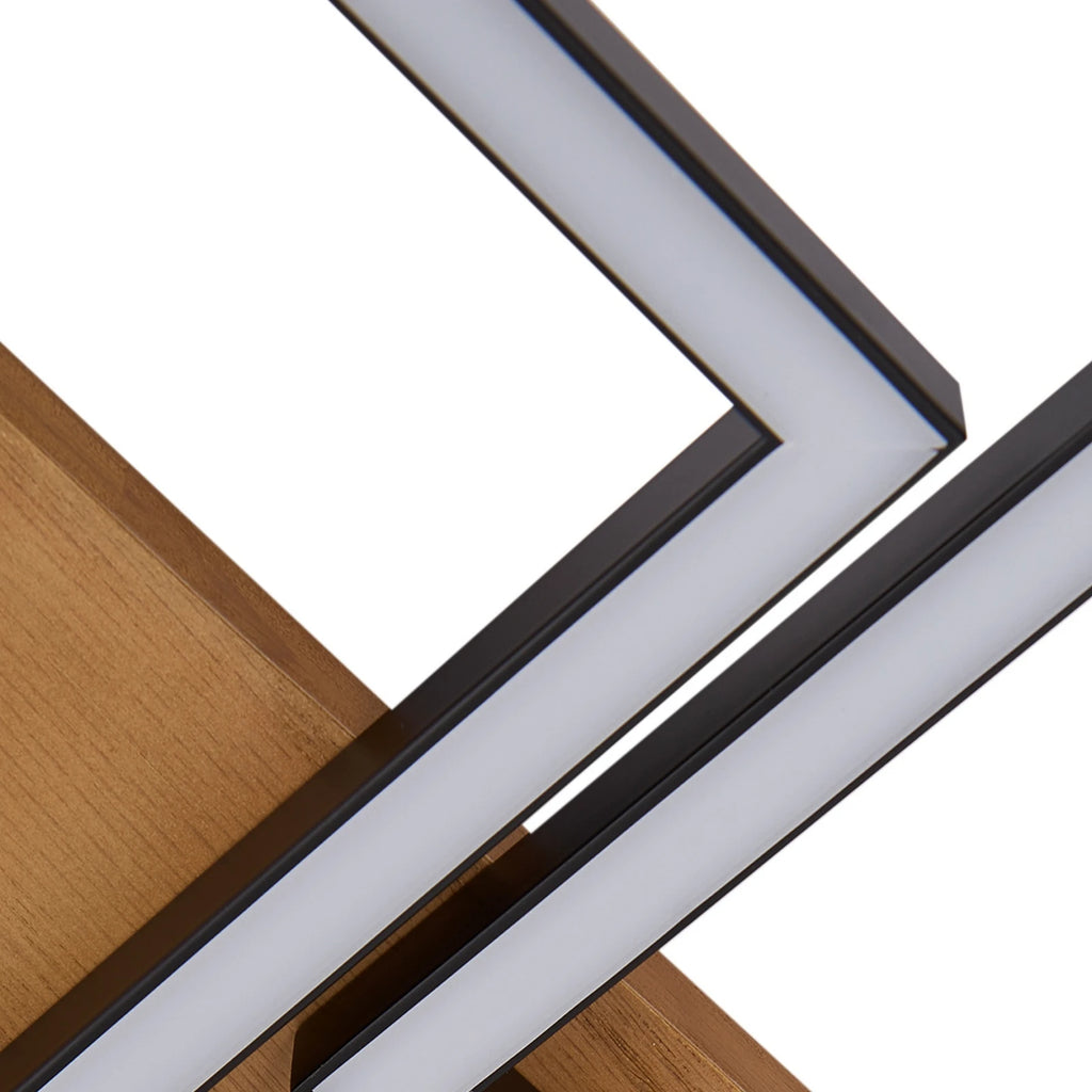 Lindby LED-Deckenlampe Galad, schwarz, Holz, 5-flg., 140 cm