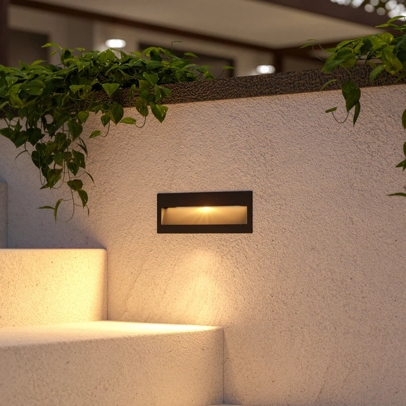 Lucande LED-Wandeinbauleuchte Loya, 23 x 8 cm, grau, IP54
