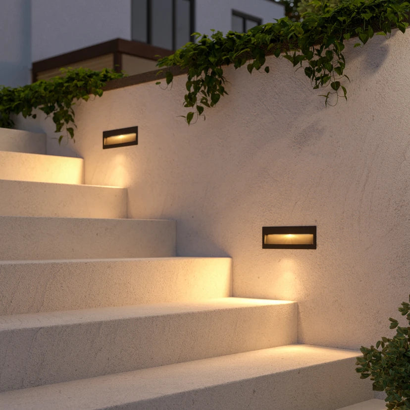 Lucande LED-Wandeinbauleuchte Loya, 23 x 8 cm, grau, IP54