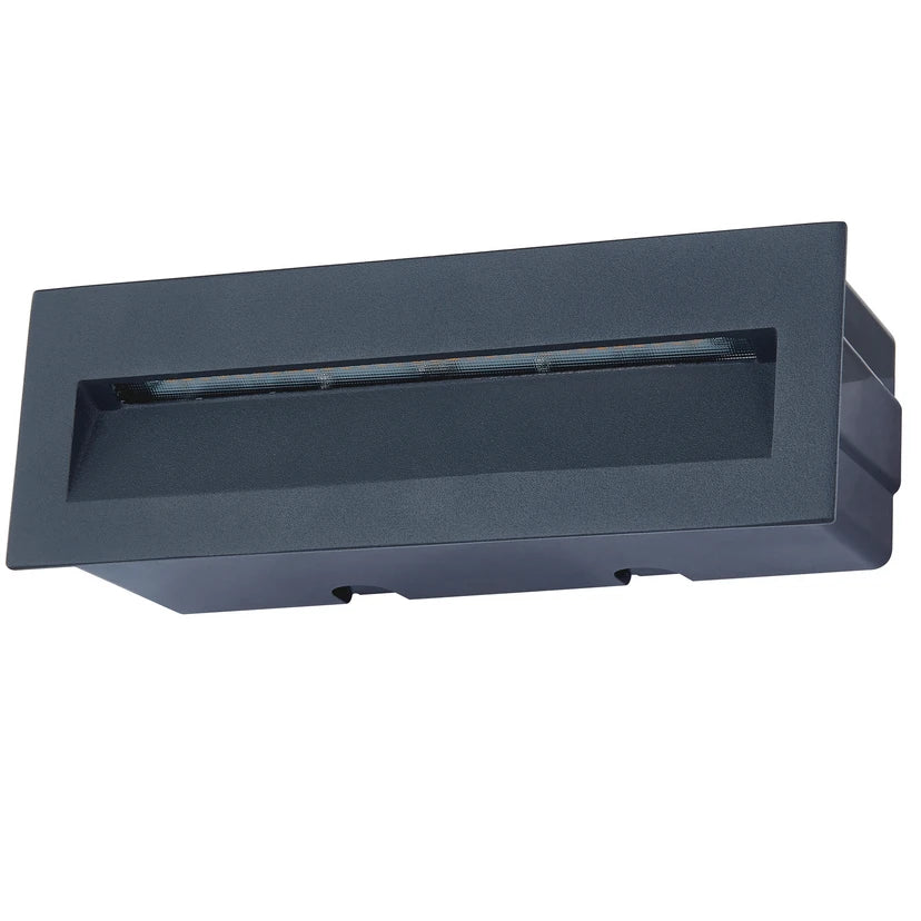 Lucande LED-Wandeinbauleuchte Loya, 23 x 8 cm, grau, IP54
